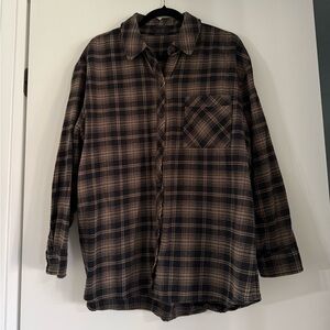 Brown plaid button up